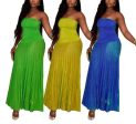 Summer Tube Top Strapless Pleated Long Dress Online Hot Sale