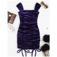 Zaful- Cinched Velvet Mini Bodycon Dress - Purple Online