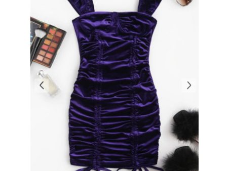 Zaful- Cinched Velvet Mini Bodycon Dress - Purple Online