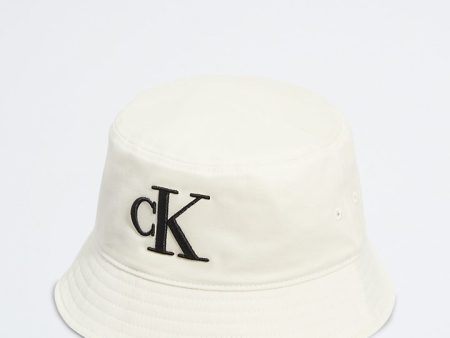 Calvin Klein- Embroidered Monogram Logo Twill Bucket Hat - Bone White For Cheap