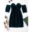 Zaful- Sweetheart Off Shoulder Velvet Slinky Bodycon Dress - Deep Green Online now