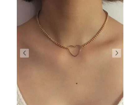 Zaful- Hollow Out Heart Chain Necklace - Golden Discount