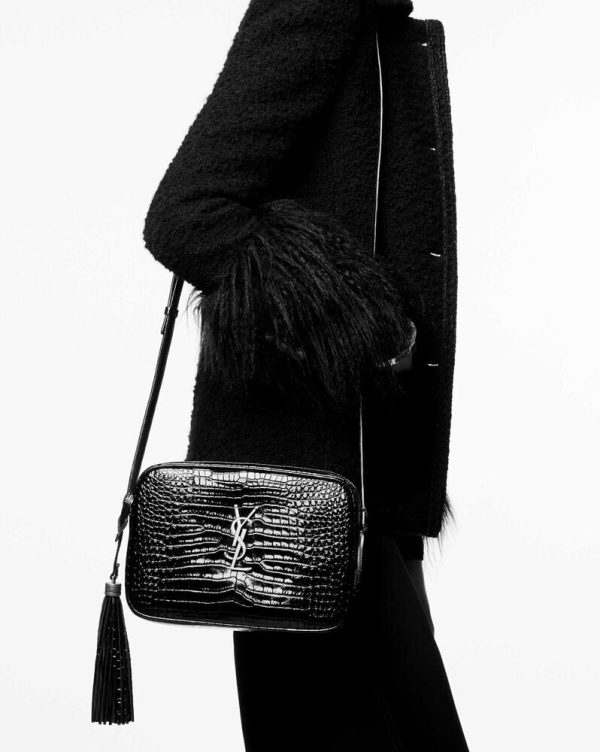 Yves Saint Laurent- LOU CAMERA BAG IN CROCODILE-EMBOSSED SHINY LEATHER Online Sale