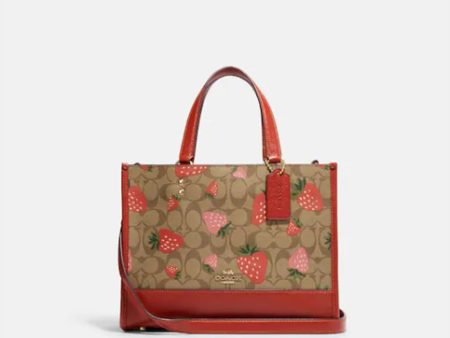 Coach- Dempsey Carryall In Signature Canvas With Wild Strawberry Print - Gold Khaki Multi For Cheap