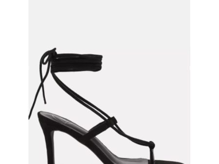 Missguided- Black Faux Suede Tie Up Mid Heel Sandals For Discount