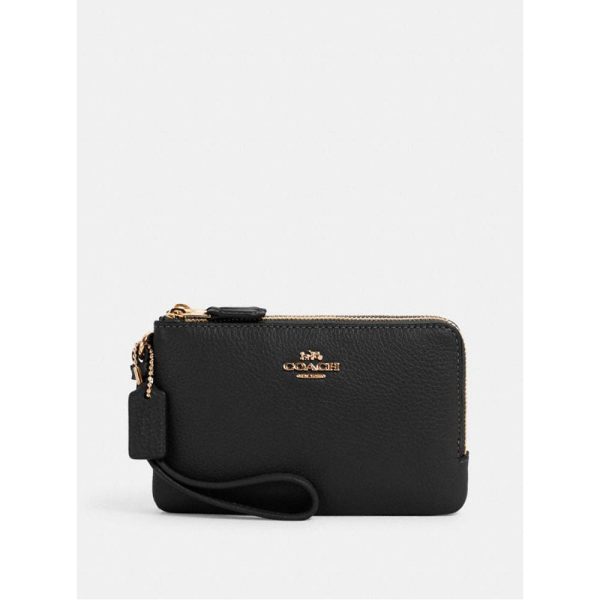 Coach- Double Corner Zip Wristlet - Black Online Sale