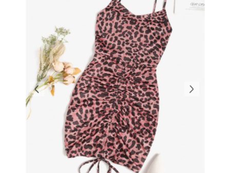 Zaful- Leopard Cinched Bodycon Dress - Deep Coffee Cheap