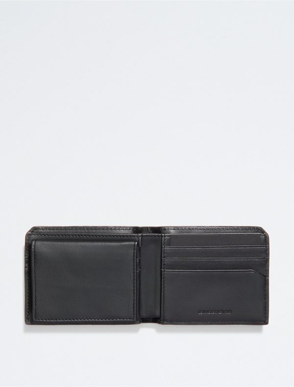 Calvin Klein- Saffiano Leather Coin Pouch Bifold Wallet - Brown Powder Online Hot Sale