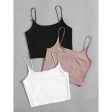 Romwe- 3pcs Solid Crop Cami For Cheap