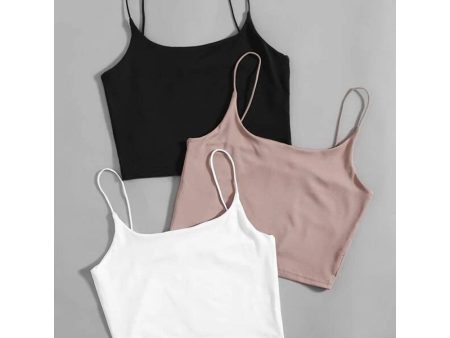 Romwe- 3pcs Solid Crop Cami For Cheap