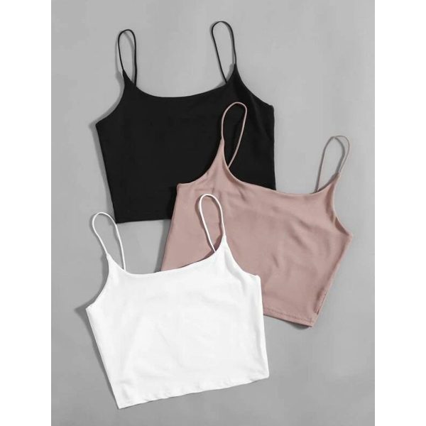 Romwe- 3pcs Solid Crop Cami For Cheap