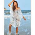 Zaful- Embroidered Sheer Mesh Kaftan Dress - White For Sale