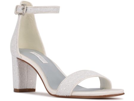 Ninewest- Pruce Ankle Strap Block Heel Sandals (PEARL GLITTER) Discount