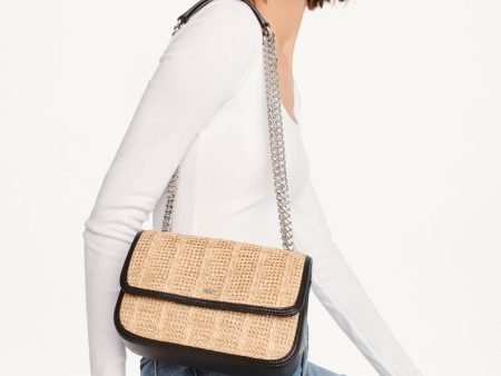 DKNY- Sina Basketweave Shoulder Flap - Natural Black For Sale