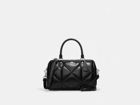 Coach- Rowan Satchel With Puffy Diamond Quilting (Silver Black) Online