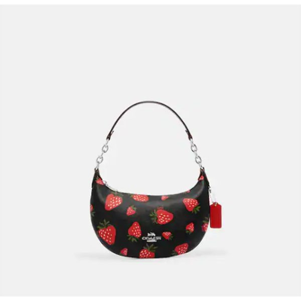 Coach- Payton Hobo With Wild Strawberry Print - Silver Black Multi Cheap