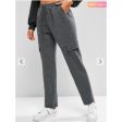 Zaful- Quilted Flap Detail Bowknot Straight Pants - Carbon Gray Fashion