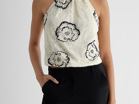 Express- Embroidered Lace Halter Neck Top - Swan 121 Online Hot Sale