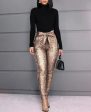 Chicme- New High Waist Tied Detail Sequins Skinny Pants Hot on Sale