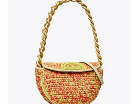 Tory Burch- Mini Fleming Soft Crochet Crescent Bag (Exotic Red   Green Citrine) Hot on Sale