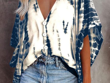 Chicme- Bat Sleeve Tie-dye Print Blouse Online Hot Sale