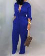 Chicme- Solid Buttoned Pocket Casual Jumpsuit (BLUE) Discount