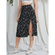 Romwe- Ditsy Floral Split Skirt Online Sale