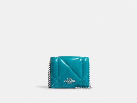 Coach- Mini Wallet On A Chain With Puffy Diamond Quilting (Silver Teal) For Cheap