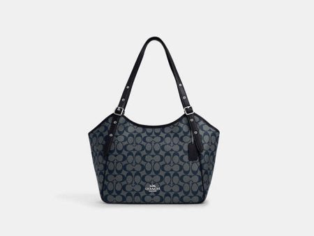 Coach- Meadow Shoulder Bag In Signature Canvas -  Silver Denim Midnight Navy Online now