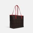 Coach- City Tote In Signature Canvas (Gold Brown 1941 Red) Online Sale