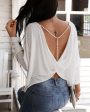 Chicme- Solid Beaded Strap Backless Twisted Top Cheap