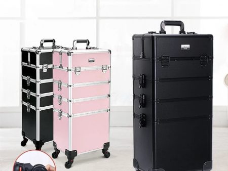 Trolley Makeup Organizer 
Aluminum Rolling Case 4 in 1 
Cosmetic Case Hairdresser Cosmetic Makeup box Fashion