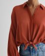 Express- Tie Front Shirt Thong Bodysuit - Bullion 2757 on Sale