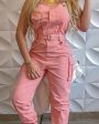 Chicme- Pocket Design Cargo Suspender Jumpsuit (PINK) Sale