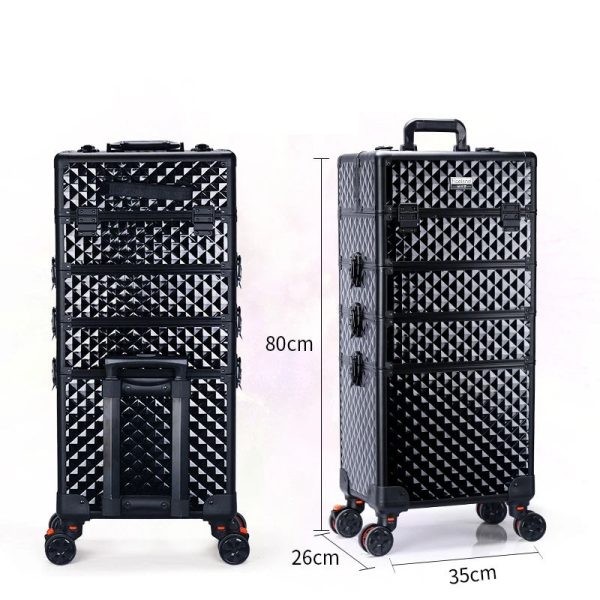 Trolley Makeup Organizer 
Aluminum Rolling Case 4 in 1 
Cosmetic Case Hairdresser Cosmetic Makeup box Fashion