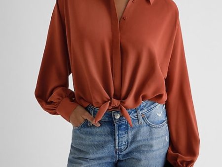 Express- Tie Front Shirt Thong Bodysuit - Bullion 2757 on Sale