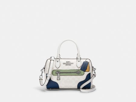 Coach- Rowan Satchel In Signature Canvas With Trompe L oeil Print (Silver Glacierwhite Multi) Supply