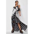 Missguided- Black Polka Dot Ruffle Wrap Maxi Dress Discount