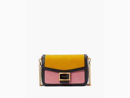 Kate Spade- Katy Colorblocked Suede Flap Chain Crossbody - Black Multi Hot on Sale