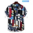 Zaful- Geometric Spliced Print Button Down Shirt - Multi-a Fashion