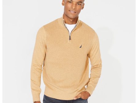 NAUTICA- QUARTER ZIP RIBBED FRONT SWEATER Online Sale