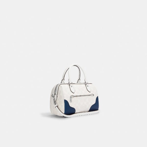 Coach- Rowan Satchel In Signature Canvas With Trompe L oeil Print (Silver Glacierwhite Multi) Supply