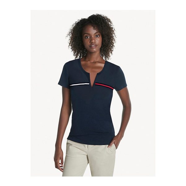 Tommy Hilfiger- ESSENTIAL SPLIT-NECK T-SHIRT Online