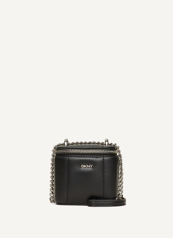 DKNY- Seva Mini Box Crossbody - Black Silver Online Sale