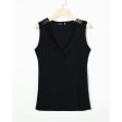 Chicme- V-Neck Lace Trim Tank Top Online now