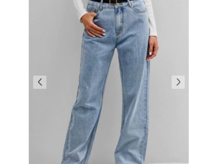 Zaful- High Waist Wide Leg Jeans - Light Blue Discount