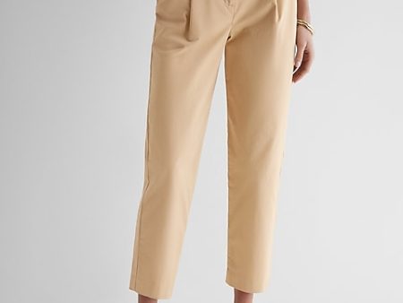 Express- High Waisted Pleated Ankle Chino Pant - Khaki 557 For Discount