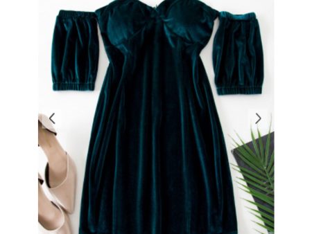 Zaful- Sweetheart Off Shoulder Velvet Slinky Bodycon Dress - Deep Green Online now