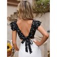 Romwe- Ruffle Trim Tied Backless Floral Crop Top Online Sale