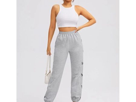 Romwe- Elastic Waist Butterfly Print Joggers Online